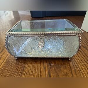 Nicole Miller Silver Glass Jewelry Box